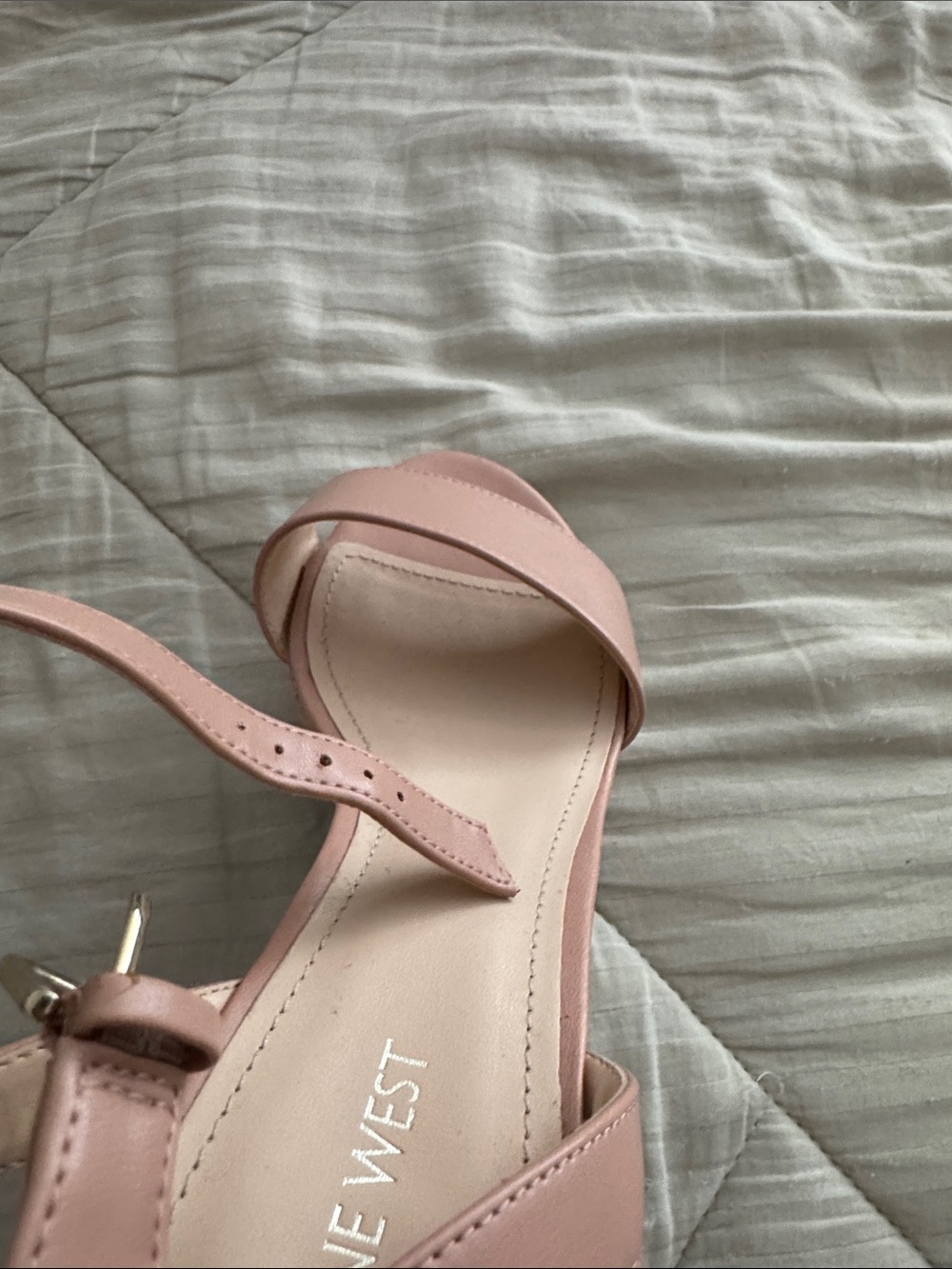 Nine West Blush Pink Cork Wedge Sandals with Ankle Strap - Picture 5 of 6